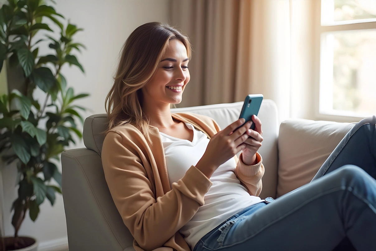 cashback apay ewallet: Ragazz che guarda smartphone mentre acquista su e-commerce