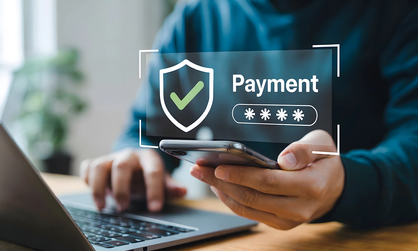 Protezione pagamenti online: Utente effettua un pagamento tramite online tramite smartphone